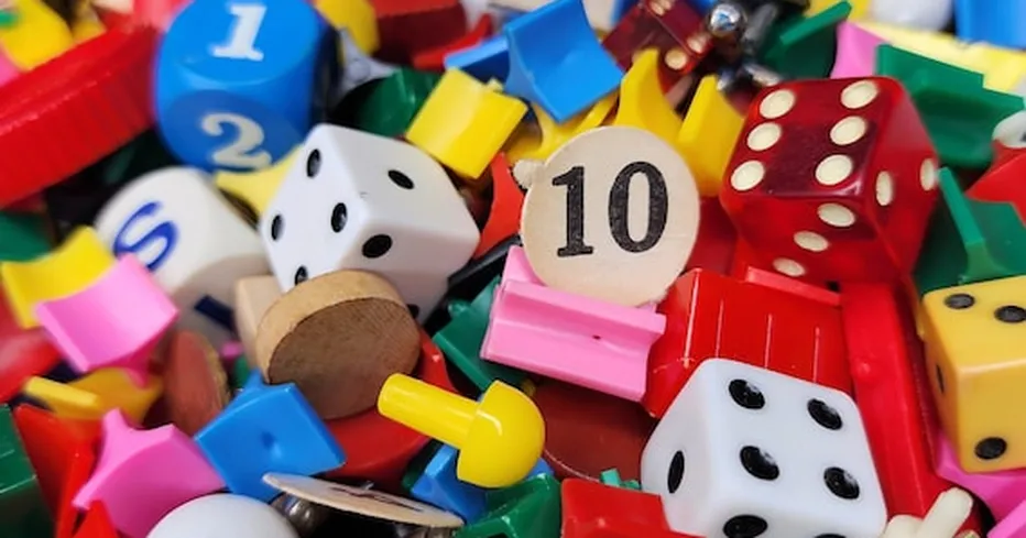 Board game pieces close up